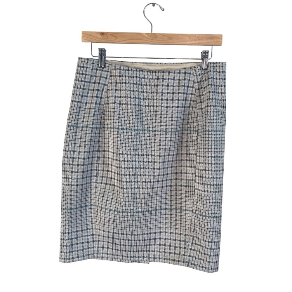 Liverpool Preppy Plaid Reese Hi-Rise Pencil Skirt in Soft Sand Grey Size 8/29 P